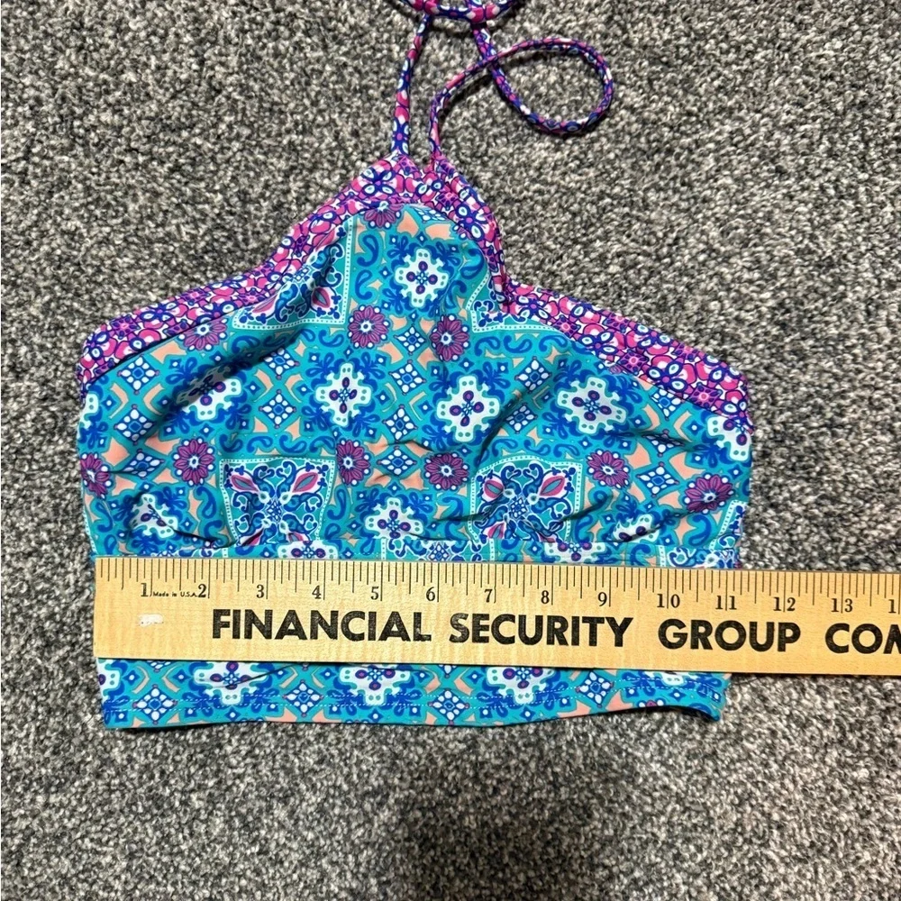Halter bikini top - boho print pink, purple & blue
